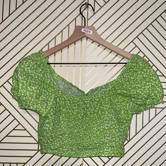 PRINCESS POLLY Laguna Floral Top in Green Size 8 - Picture 6 of 10